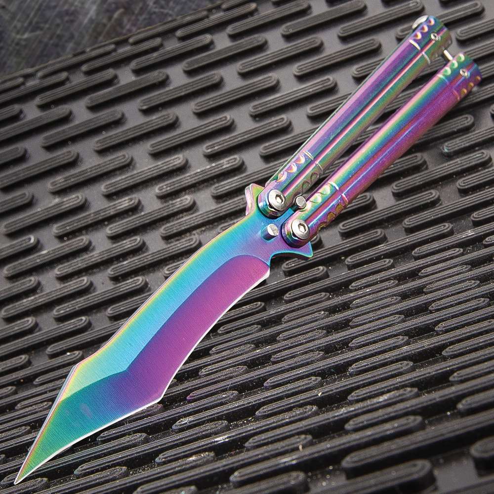 Rainbow Luminescence Balisong Butterfly,Solid Stainless Handle,